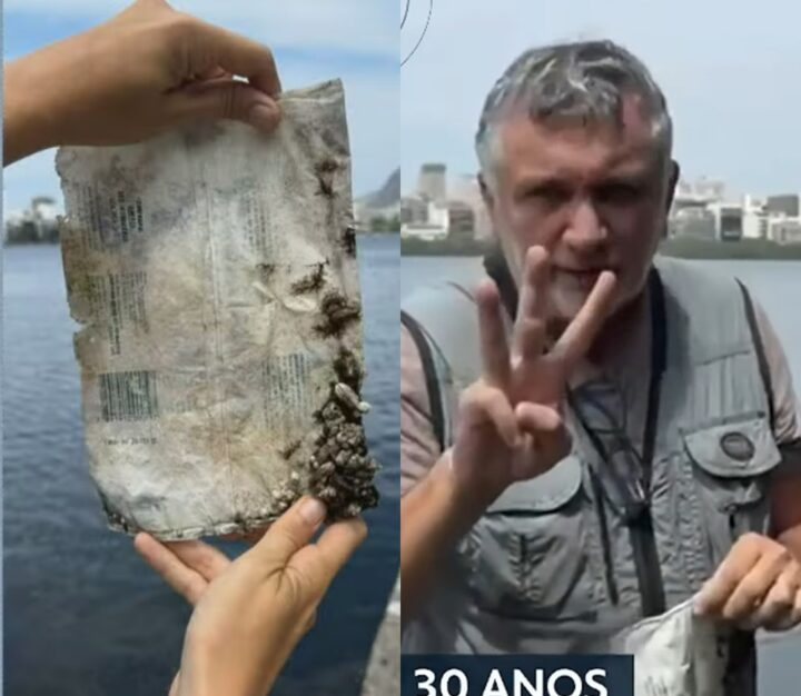 Biólogo encontra saco plástico de 30 anos em lagoa do Rio de Janeiro: ‘Já tem um ecossistema’