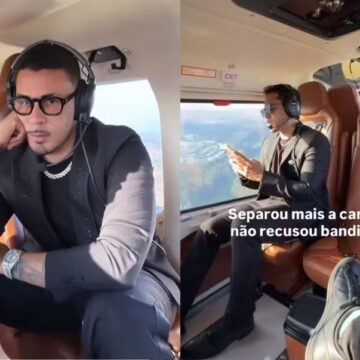 Carlinhos Maia dá carona de helicóptero ao ex, Lucas Guimarães, para casamento de Mari Fernandez