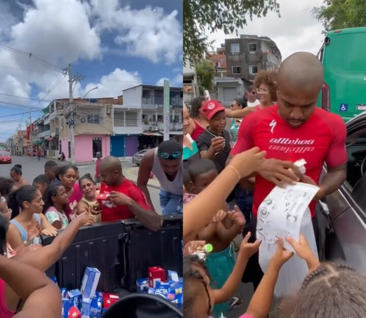 Ex-BBB Davi perde a paciência durante ação social no Dia das Crianças