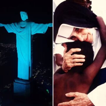 Cristo Redentor recebe iluminação especial em homenagem à Santa Dulce dos Pobres
