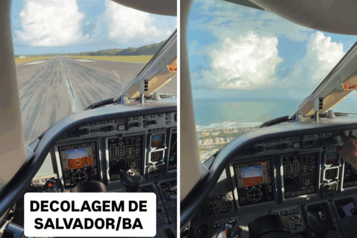 Piloto de avião mostra decolagem em Salvador com vista deslumbrante; veja vídeo Piloto de avião mostra decolagem em Salvador com vista deslumbrante; veja vídeo