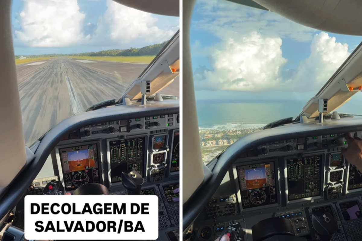 Vídeo de piloto mostra decolagem em Salvador e encanta seguidores com vista do mar da cidade Vídeo de piloto mostra decolagem em Salvador e encanta seguidores com vista do mar da cidade