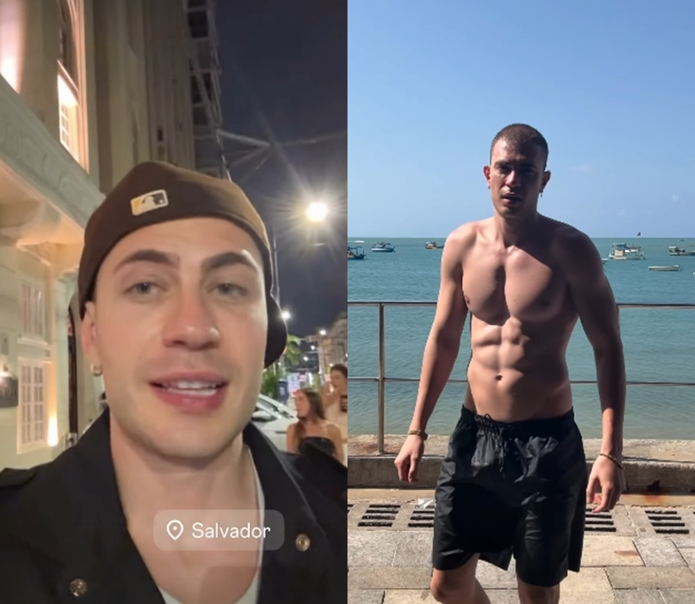 Em Salvador, Leo Picon curte pool party com amigos em rooftop na Rua Chile