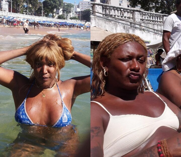 Em Salvador, Liniker curte praia no Porto da Barra com Majur; veja fotos