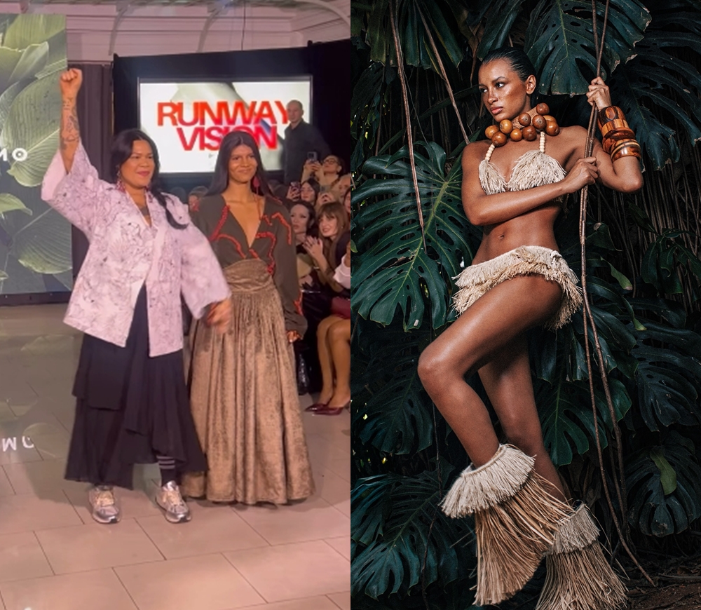 Estilista indígena brilha em Paris com desfile em homenagem a Chico Mendes