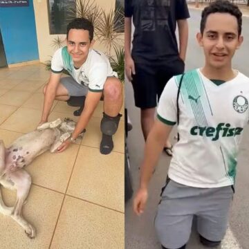 Estudante cumpre promessa e percorre 4 km ajoelhado até a escola após classificação do Palmeiras na Libertadores Estudante cumpre promessa e percorre 4 km ajoelhado até a escola após classificação do Palmeiras na Libertadores