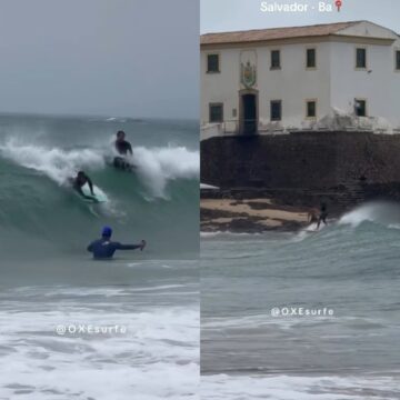 Tempestade em Salvador faz praia do Porto da Barra ter ondas; veja vídeo