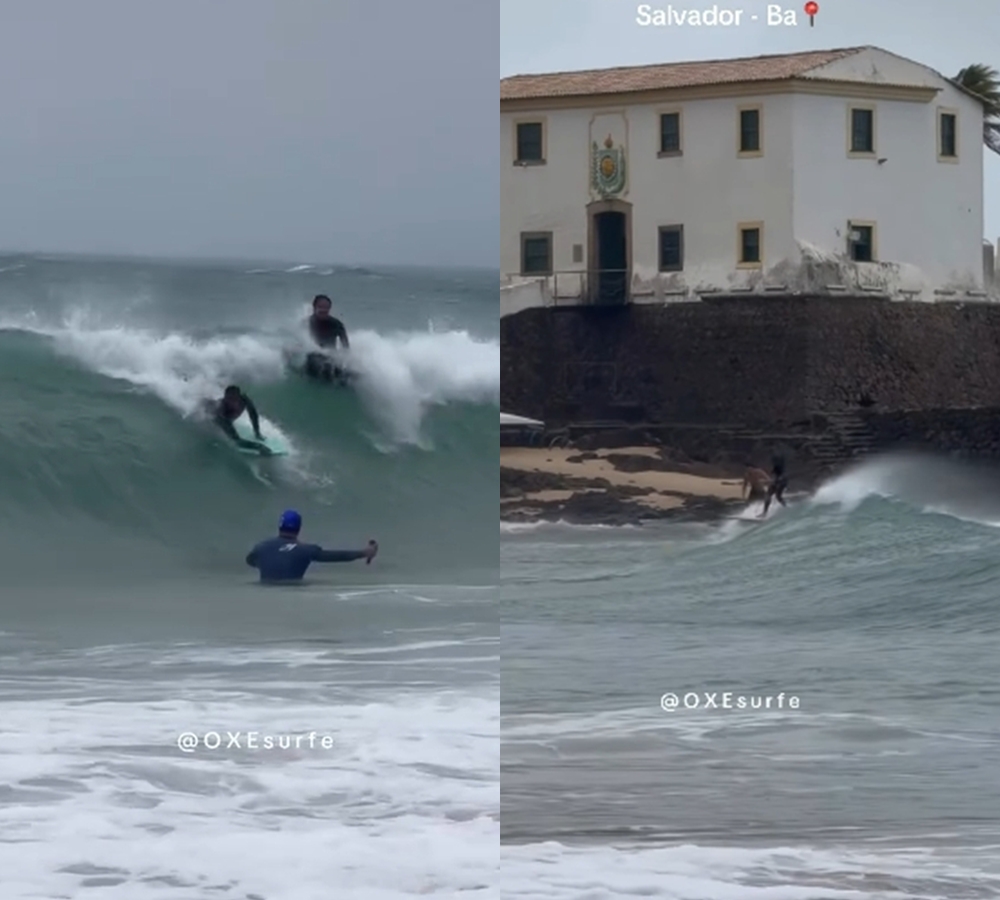 Tempestade em Salvador faz praia do Porto da Barra ter ondas; veja vídeo