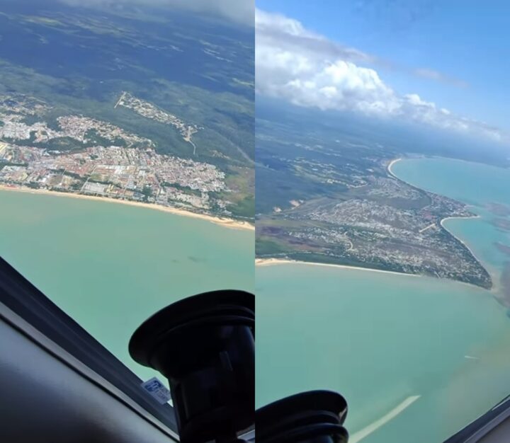 Piloto viraliza ao mostrar vista aérea paradisíaca de Porto Seguro; assista