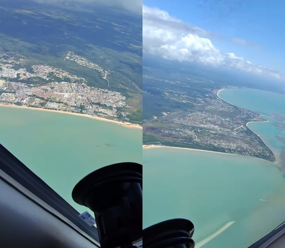 Piloto viraliza ao mostrar vista aérea paradisíaca de Porto Seguro; assista