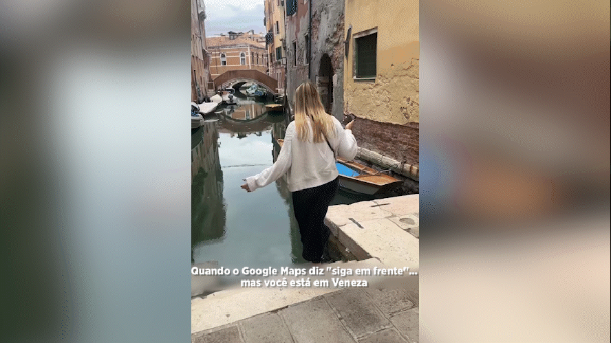 Turista tenta mostrar ‘desorientação’ do Google Maps, escorrega e cai em canal de Veneza