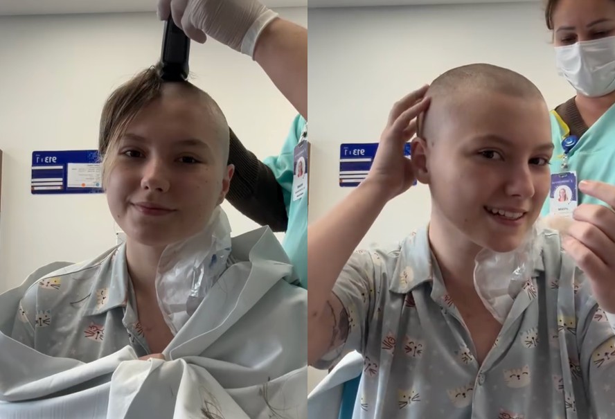 Isabel Veloso raspa a cabeça dias antes do transplante de medula óssea: ‘Pela 6ª vez’