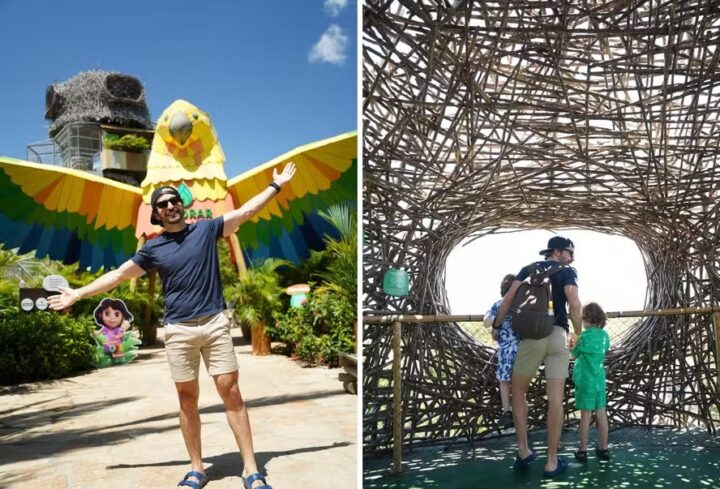 Thales Bretas curte viagem com os filhos em parque temático no Ceará