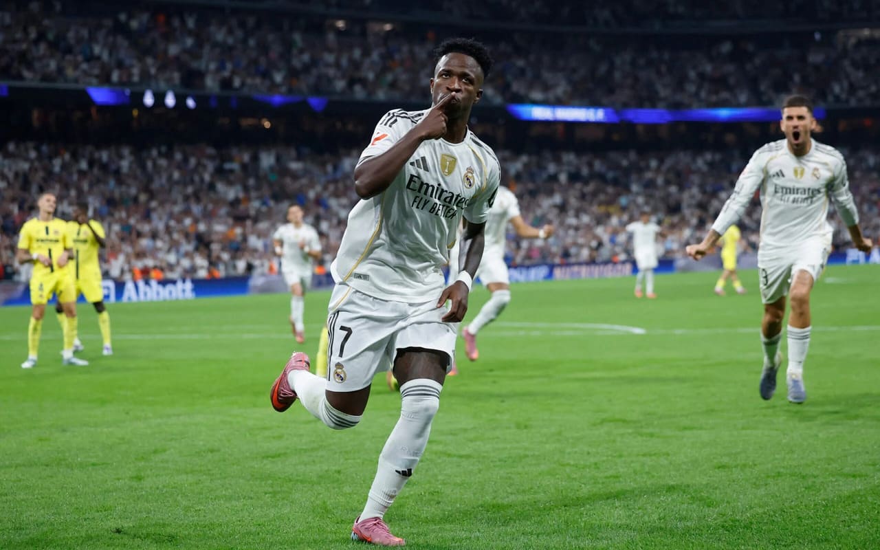 Real Madrid vence Villarreal com dois de Vini Jr e um de Mbappé; veja melhores momentos