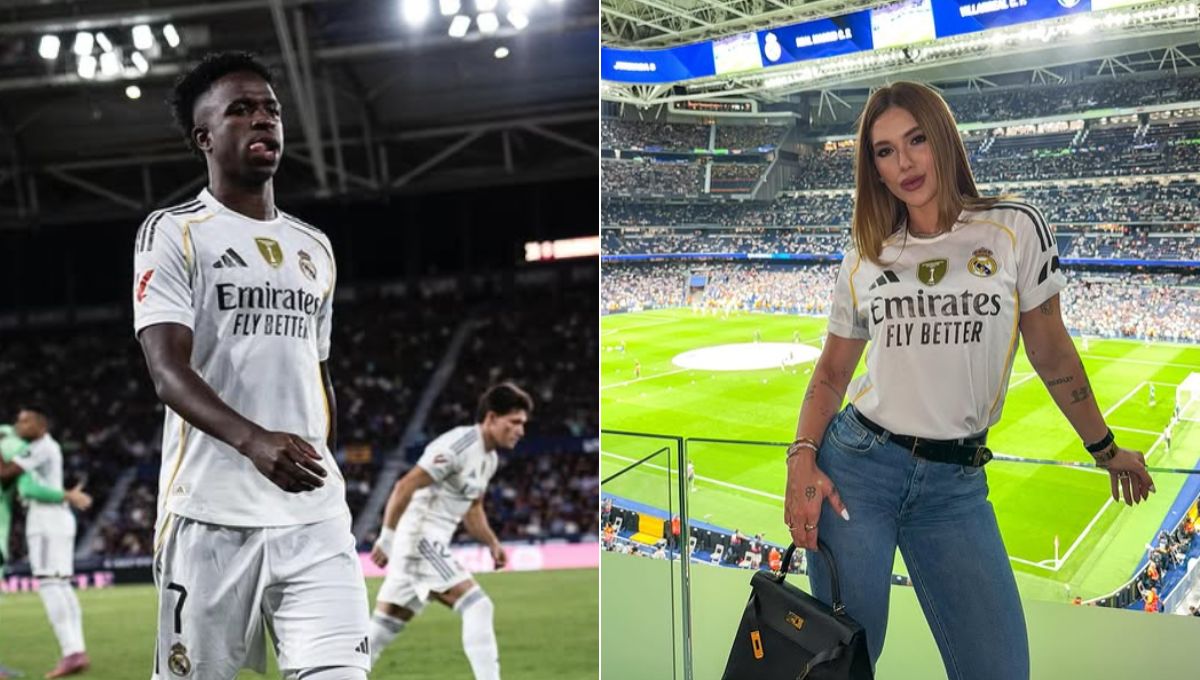 Virgínia vai a jogo do Real e posa com camisa assinada por Vini Jr.