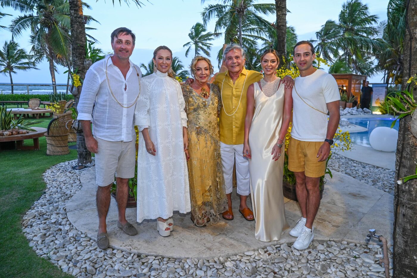 Guilherme Michaelis, Priscila, Izaura Müller, Jorge Fontes, Mariella e Felipe Müller