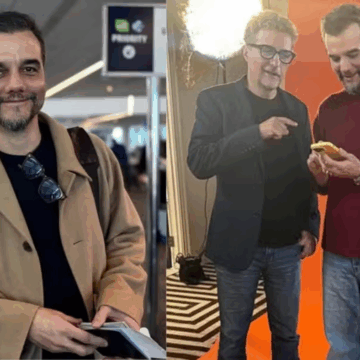 Kleber Mendonça encontra Wagner Moura em aeroporto e registra momento nas redes: ‘Sou fã’