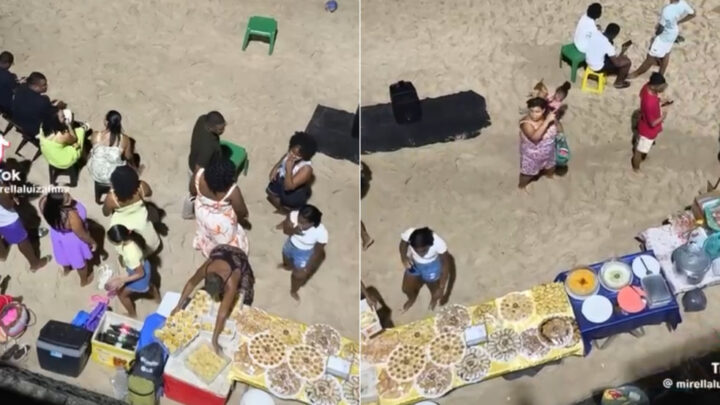 Aniversário na areia da praia da Barra chama a atenção nas redes sociais; veja vídeo