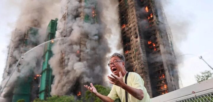 Complexo com 4,6 mil moradores é atingido por incêndio em Hong Kong e imagens impressionam