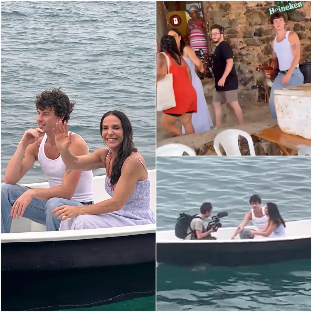 Ivete Sangalo grava com Shawn Mendes na Gamboa, em Salvador