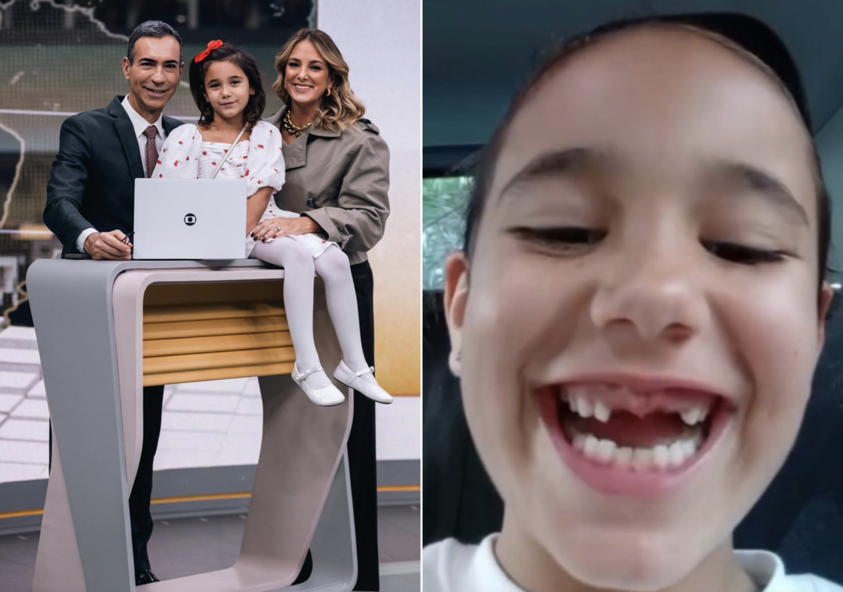 César Tralli se encanta ao receber vídeo fofo da filha Manu: “Banguelinha da minha vida”