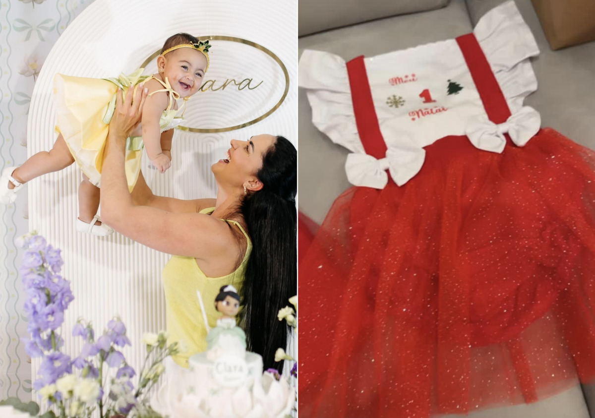 Graciele Lacerda encanta ao mostrar primeiro look natalino da filha Clara
