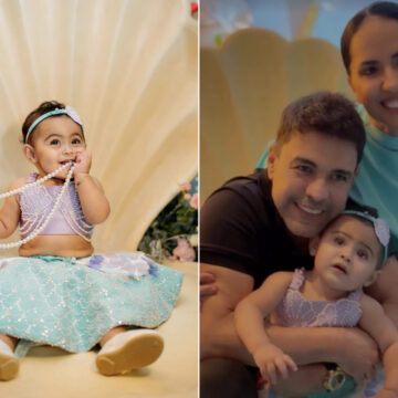 Filha de Graciele Lacerda e Zezé ganha festa inspirada na Pequena Sereia e esbanja fofura com look especial