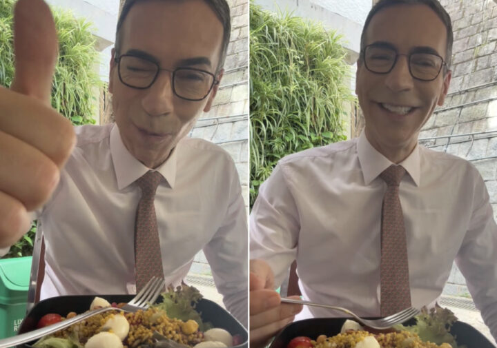 César Tralli diverte ao mostrar que segue ‘firme e forte no time marmita’: “Hábito de vida”