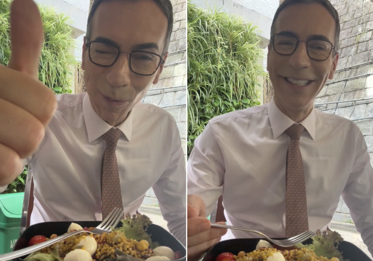 César Tralli diverte ao mostrar que segue ‘firme e forte no time marmita’: “Hábito de vida”