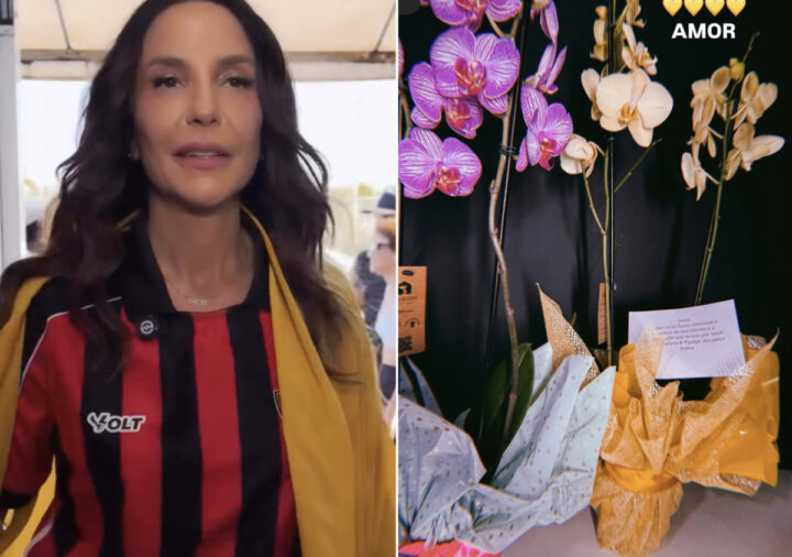 Ivete Sangalo recebe flores antes de show em Salvador: “Amor”