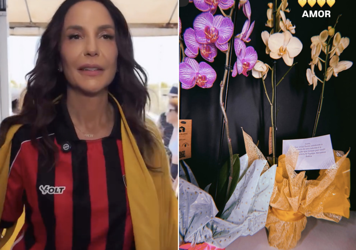 Ivete Sangalo recebe flores antes de show em Salvador: “Amor”