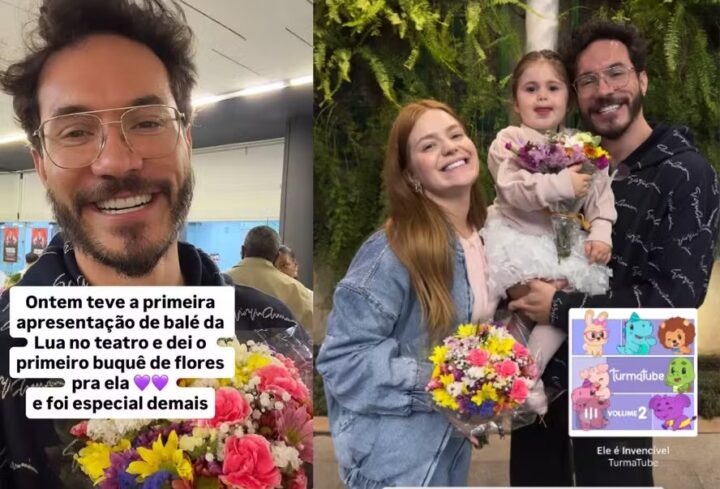 Eliezer, marido de Viih Tube, presenteia filha com buquê de flores após primeira apresentação no balé