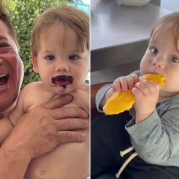 Leonardo brinca ao mostrar o neto chupando manga: ‘Incancelável’