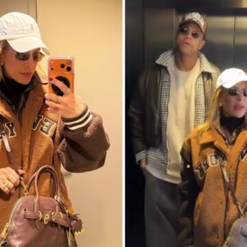 Grávida, Lore Improta combina look com Léo Santana em viagem a Nova York