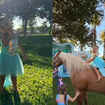 Mavie, filha de Neymar e Bruna Biancardi, curte de festa de aniversário da filha de Sorocaba