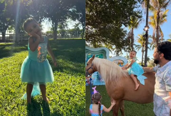 Mavie, filha de Neymar e Bruna Biancardi, curte de festa de aniversário da filha de Sorocaba