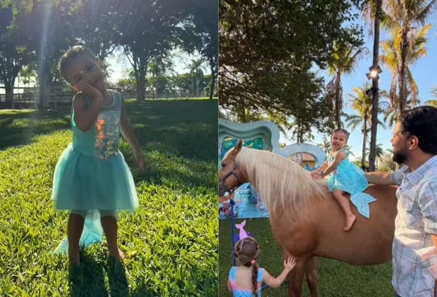 Mavie, filha de Neymar e Bruna Biancardi, curte de festa de aniversário da filha de Sorocaba
