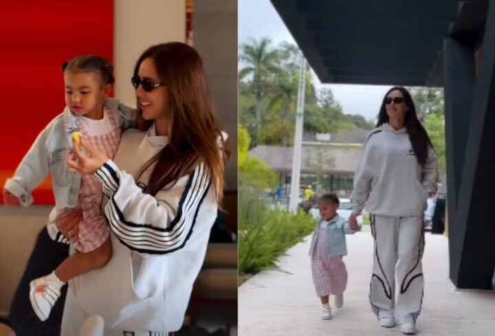 Bruna Biancardi vai de helicóptero com Mavie, sua filha com Neymar, gravar seu programa de culinária