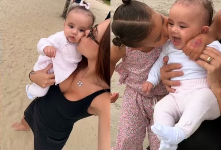 Show de fofura: Bruna Biancardi mostra Mavie e Mel se divertindo na praia