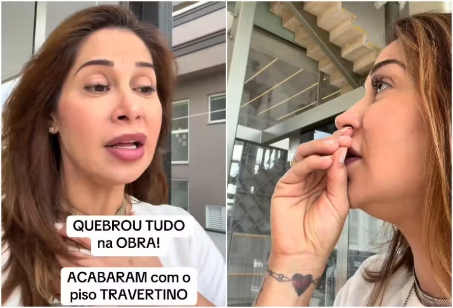Maíra Cardi se revolta ao visitar obra e ver piso de R$ 2 milhões todo rachado: ‘Em choque’
