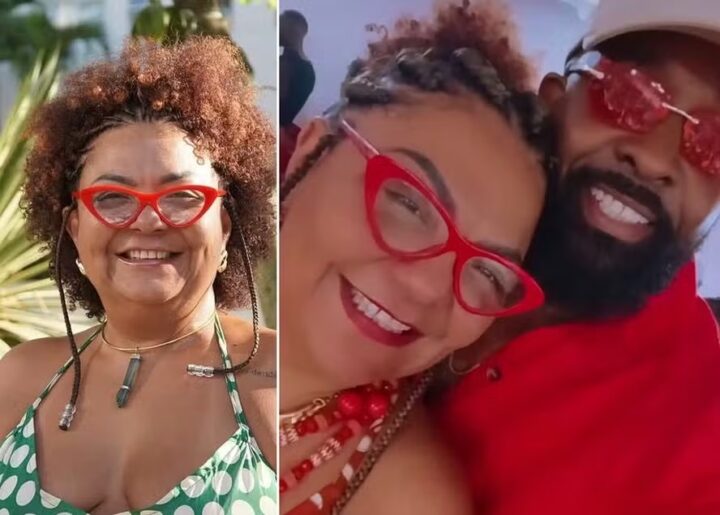 Viúva de Arlindo Cruz, Babi Cruz posa com namorado em noite de samba no Rio