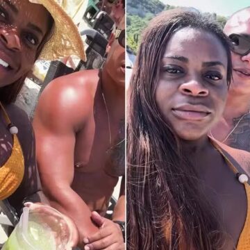 De biquíni, Jojo Todynho curte praia com namorado após perder 80 kg