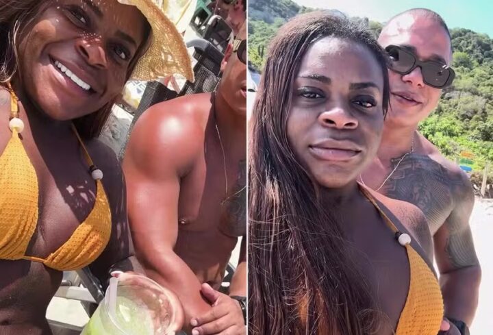 De biquíni, Jojo Todynho curte praia com namorado após perder 80 kg