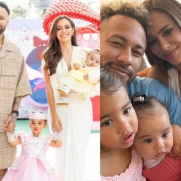 Neymar encanta com registro fofo ao lado de Bruna Biancardi e suas duas filhas