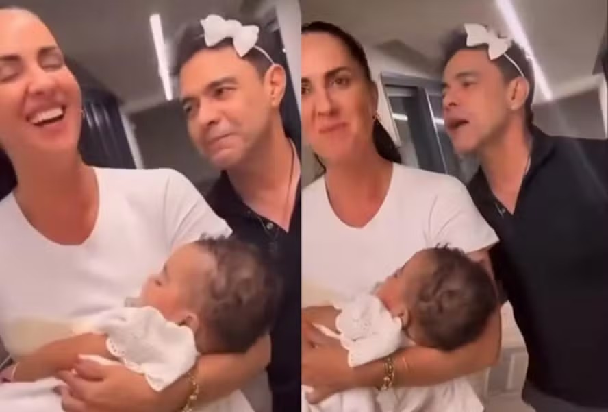 Zezé Di Camargo diverte Graciele Lacerda ao imitar filha: ‘Quero mamar’