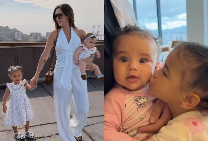 Bruna Biancardi abre álbum com as filhas e interação de Mavie e Mel rouba a cena: ‘Quem aguenta?’
