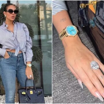 Georgina Rodríguez ostenta look com aliança de R$ 27 milhões, relógio de R$ 1 milhão e bolsa de R$ 354 mil