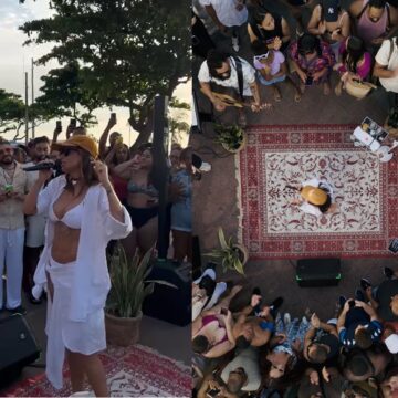 Alinne Rosa faz pocket show surpresa no Porto da Barra; veja vídeo