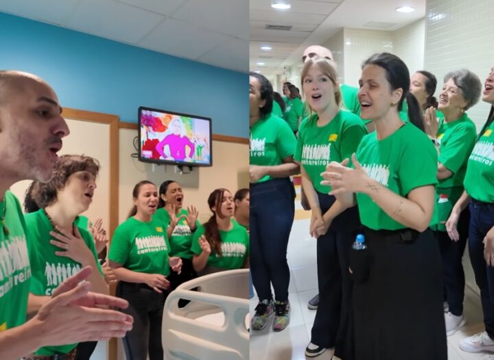 Grupo de cantores voluntários viraliza após cantar para pacientes de hospital do Rio