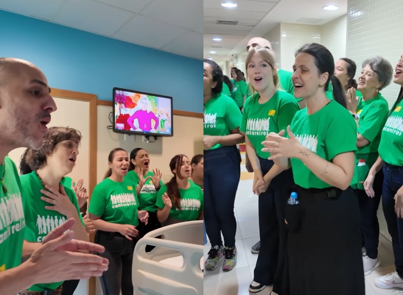 Grupo de cantores voluntários viraliza após se apresentar para pacientes de hospital no Rio